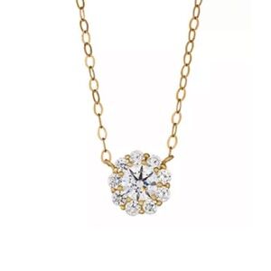 10K yellow gold necklace, Swarovski flower zirconia